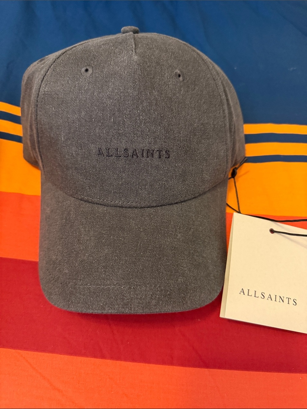 AllSaints Gray Washed Baseball Cap